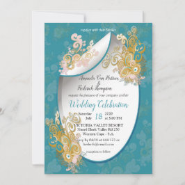 Convites Abstrato Azul-doce alegre - Flores rosa