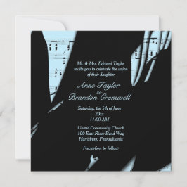 Convites Abstrato Black and Powder Blue Music