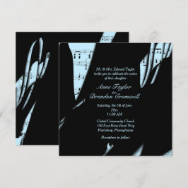 Convites Abstrato Black and Powder Blue Music