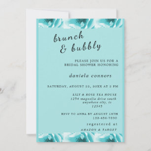 Convites Abstrato Blue & White Florals Brunch & Bubble