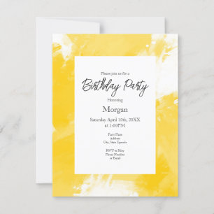 Convites Abstrato Branco Amarelo Brushstrokes Modernos