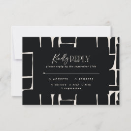 Convites Abstrato branco preto simples casamento simples R.