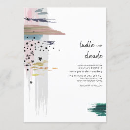 Convites Abstrato Brushstrokes Modern Wedding
