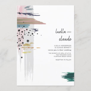 Convites Abstrato Brushstrokes Modern Wedding