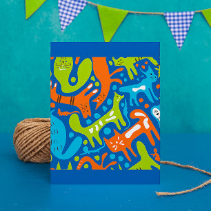 Convites Abstrato Cat Patterno Whimsical Modern Pet Art