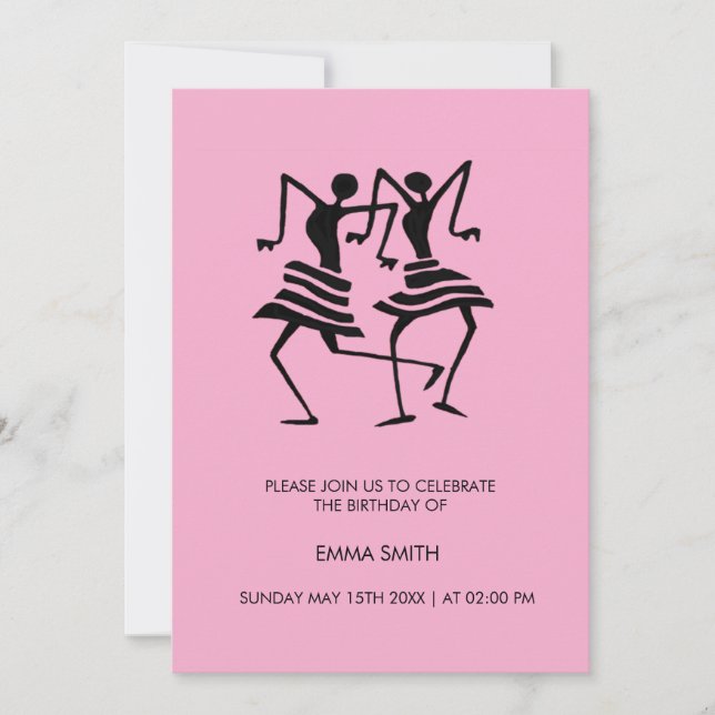 Convites Abstrato, Celebração de Dançarinos Aniversário (Frente)