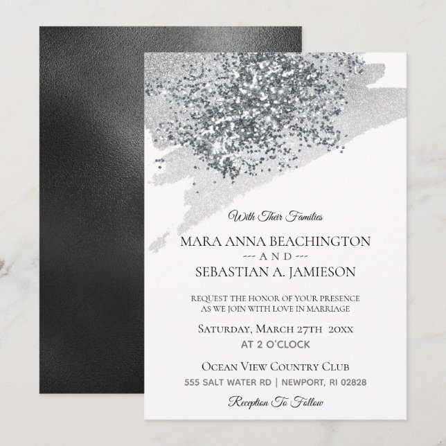 Convites *~* Abstrato Cinza Escova-Escopa-Escopa-Escaca-Pra (Frente/Verso)