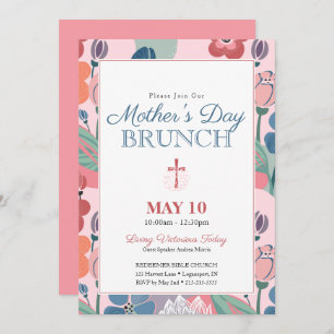 Convites Abstrato cor-de-rosa Dia de as mães da Igreja Flor