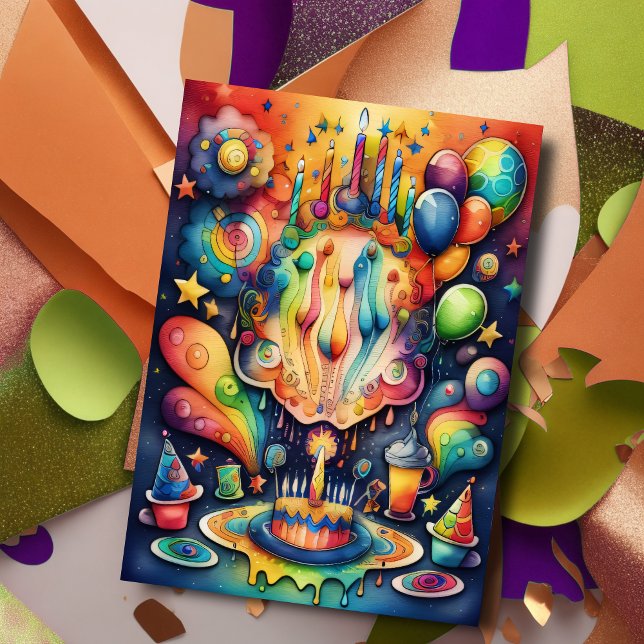 Convites Abstrato de Aquarela Design de aniversário (Criador carregado)