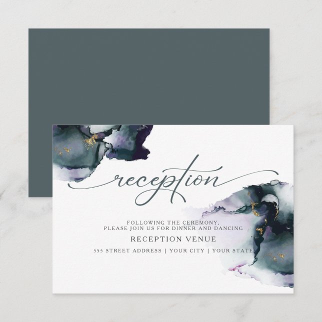 Convites Abstrato de Aquarelas Puro e Profundas, Suaves (Frente/Verso)