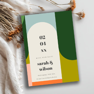 Convites Abstrato de Arco Retroativo Colorido Salve Nossa D