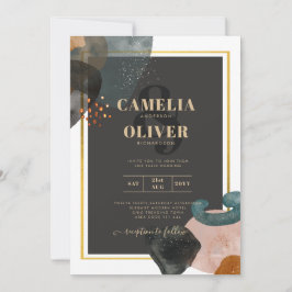 Convites ABSTRATO de Casamento de Tons da Terra BUDGET