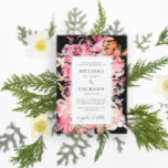 Convites Abstrato de cor-de-água, preto, rosa e branco<br><div class="desc">Retângulo de Flor de Abstrato com Cor de Água Rosa e Blush da Fuchsia</div>