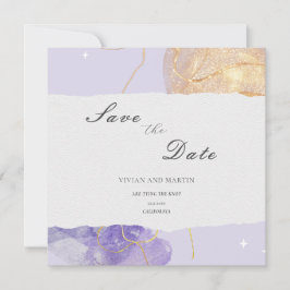Convites Abstrato De Luxo Roxo E Ouro Salve A Data
