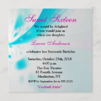 Abstrato Floral Azul-Branco-Rosa Moderno Doce 16º