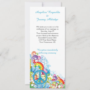 Convites Abstrato Floral Blue Peace Sign Casamento Poste