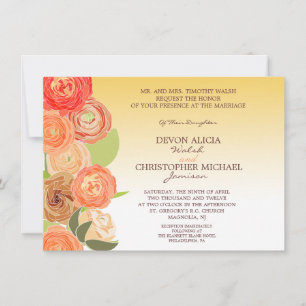 Convites Abstrato Floral Ombre Casamento outono Invite