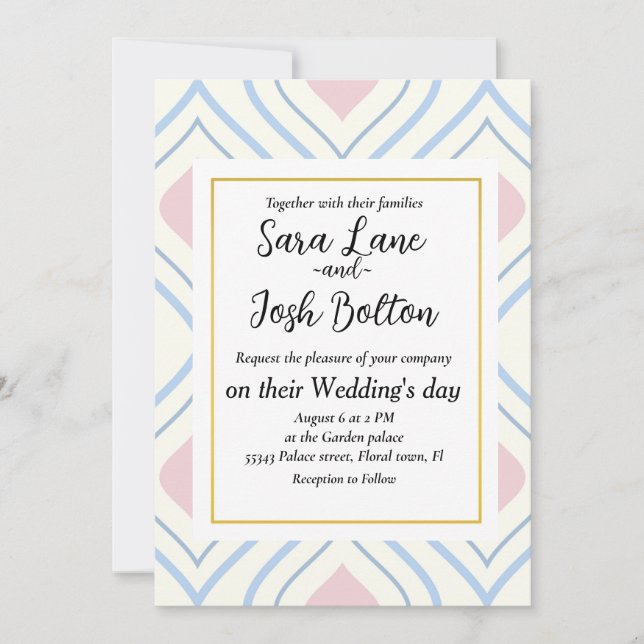 Convites Abstrato geométrica, azul, rosa e esbranquiçada (Frente)