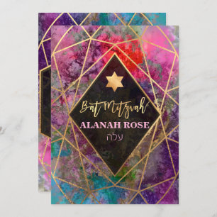 Convites Abstrato Geométrico Mitzvah, PixDezines