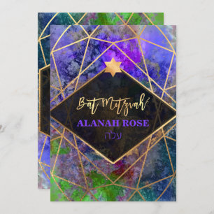 Convites Abstrato Geométrico Mitzvah, PixDezines