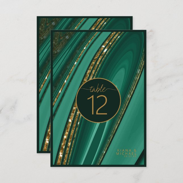Convites Abstrato Glitter Strata Table Number Green ID903 (Frente/Verso)