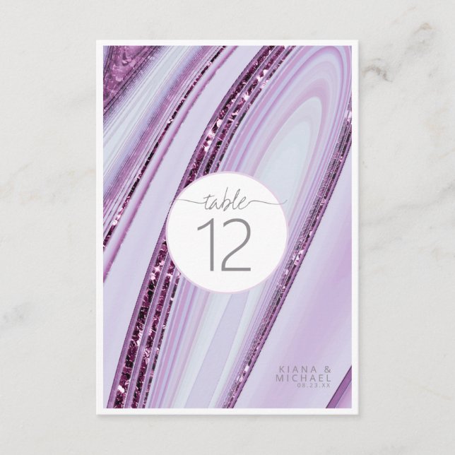 Convites Abstrato Glitter Strata Table Number Lilac ID903 (Frente)