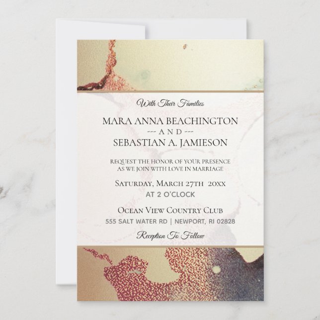 Convites *~* Abstrato Gold Foil Glitter Casamento Elegante (Frente)