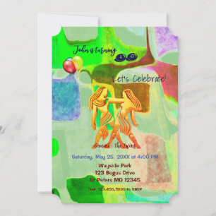Convites Abstrato Green Birthday Gemini (21 de maio - 20 de