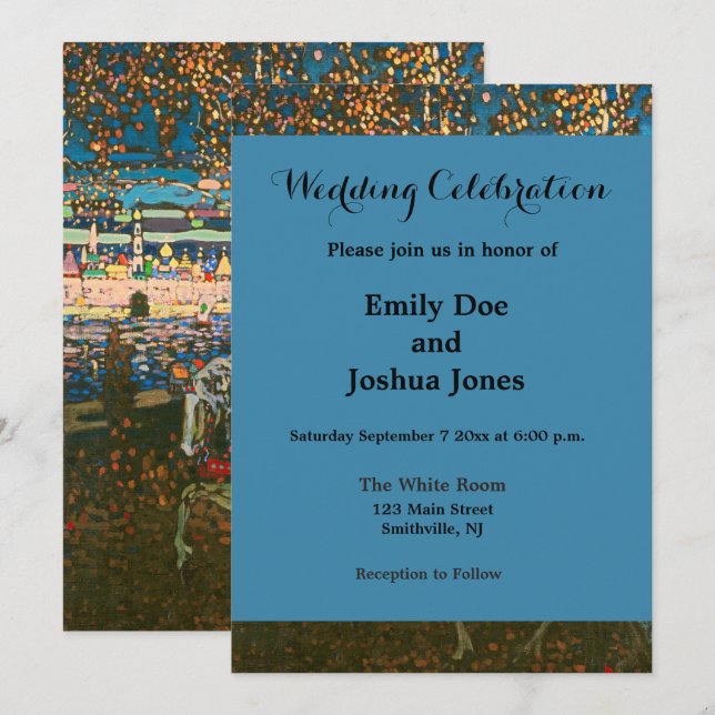 Convites Abstrato Kandinsky Casal Anel Colorido (Frente/Verso)