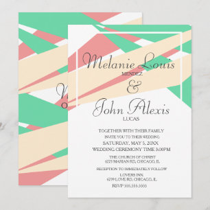 Convites Abstrato - Limão de Coral Moderno de Casamento Co