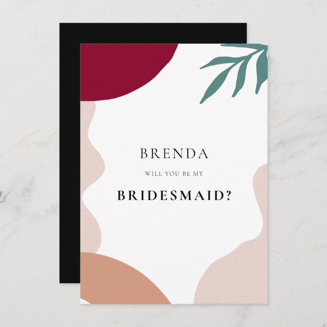 Convites Abstrato modela placa de proposta Bridesmaid (Frente/Verso)