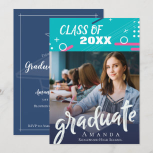 Convites Abstrato Modern Class Of 2021 Photo Graduation