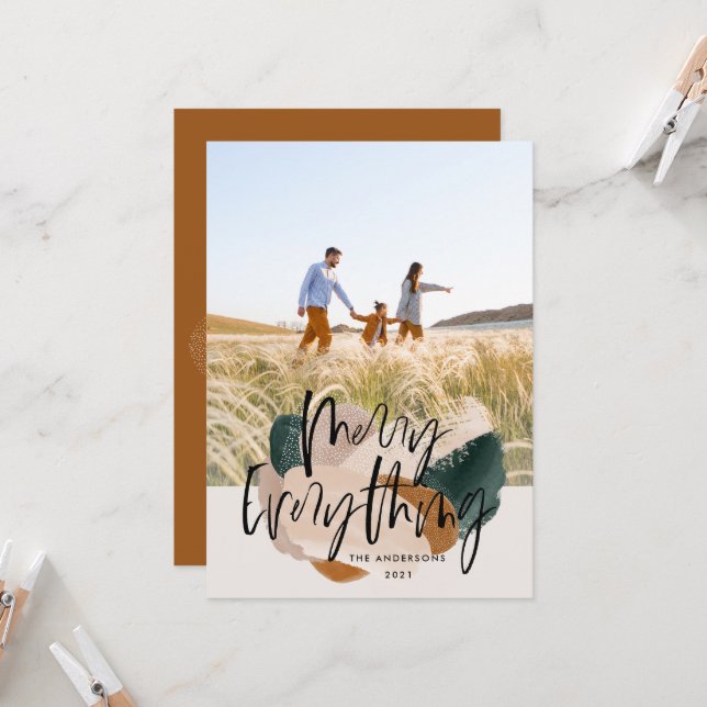 Convites Abstrato moderno robusto 1 foto Natal Ann (Frente/Verso In Situ)