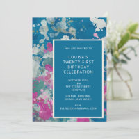 Abstrato moderno único aniversário de 21 anos azul