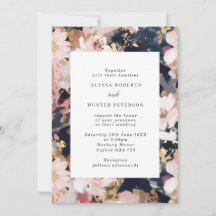 Abstrato Painterly Blush & Marinho Floral Casament