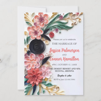 Convites Abstrato Paper Quilling Floral Wedding Greenery