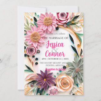 Convites Abstrato Paper Quilling Floral Wedding Greenery