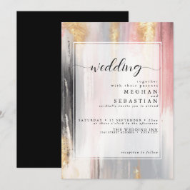 Convites Abstrato Pincel Traço Enrolá Dourado Carvões