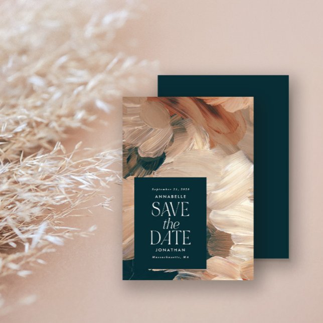 Convites Abstrato pintou o chic de terracotta, creme de chá (Criador carregado)