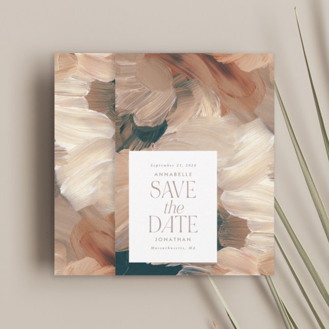 Convites Abstrato pintou o chic de terracotta, creme de chá (Criador carregado)