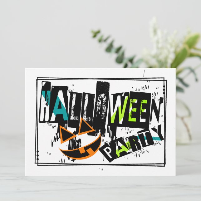 Convites Abstrato Pumpkin Smile Halloween Party (Em pé/Frente)