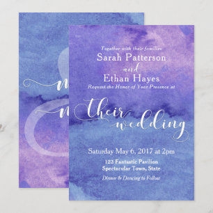 Convites Abstrato Purple Wash Typografia "Seu Casamento"