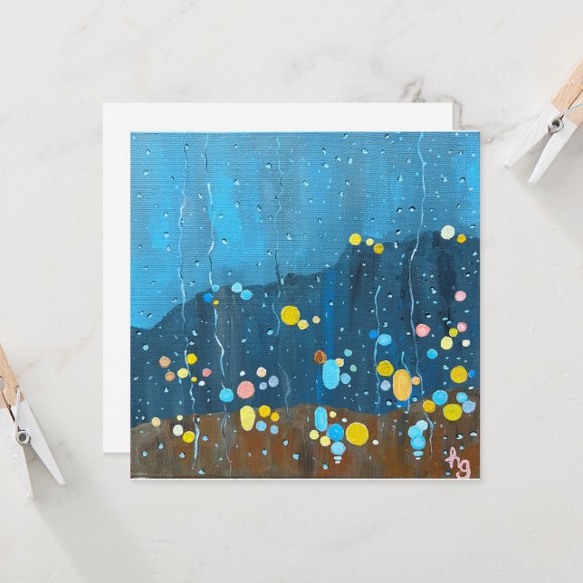 Convites Abstrato Rain Painting (Frente/Verso In Situ)