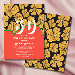 Convites Abstrato Retro Chamomile Amarelo Floral Aniversári