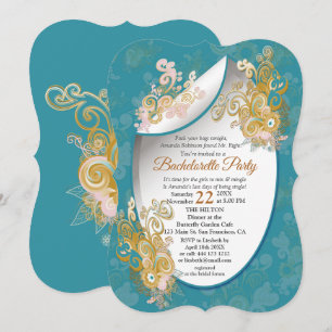 Convites Abstrato rosa alegre, azul-céu - Flores rosa