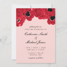 Convites Abstrato Rosas e Poppies Casamento