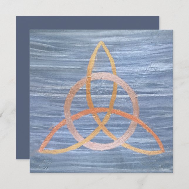 Convites Abstrato Triquetra | Blue Dourado Celtic Trinity K (Frente/Verso)