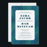 Convites Abstrato Verde  Moderno Bar Azul Mitzvah<br><div class="desc">Cartão perfeito para anunciar um morcego mitzvah, bar mitzvah ou outra celebração judaica! A mão fez arte para você. TOTALMENTE PERSONALIZÁVEL! Clique em "Personalizar" acima para editar o texto. Clique em "editar usando a ferramenta design" para ajustar as fontes, cores e posicionamentos e para excluir o design traseiro, se preferir...</div>
