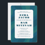 Convites Abstrato Verde  Moderno Bar Azul Mitzvah<br><div class="desc">Cartão perfeito para anunciar um morcego mitzvah, bar mitzvah ou outra celebração judaica! A mão fez arte para você. TOTALMENTE PERSONALIZÁVEL! Clique em "Personalizar" acima para editar o texto. Clique em "editar usando a ferramenta design" para ajustar as fontes, cores e posicionamentos e para excluir o design traseiro, se preferir...</div>