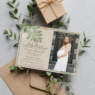 Convites Abstrato Watercolor Sage Floral Chá de fraldas